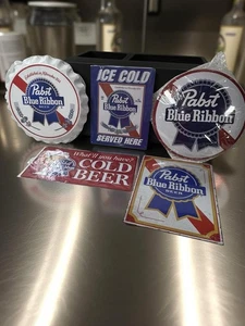 Pabst Blue Ribbon 5 Peace Classic Metal Wall Art Collection Garage, Office,Dorm￼ - Picture 1 of 8