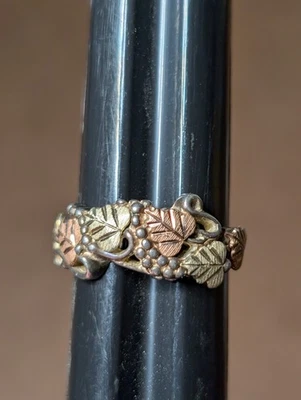 Sterling Silver 12K Sterling Black Hills Gold Leaf Ring Size 7.5 - Image 1 of 4