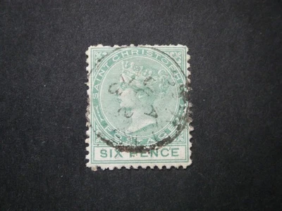 St Kitts - Nevis QV 1871 6d verde SG5 G-FU Foto 1 de 2