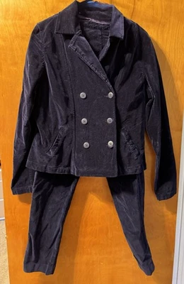 Chaqueta y pantalón vintage de terciopelo azul medianoche talla 8/M Foto 1 de 4