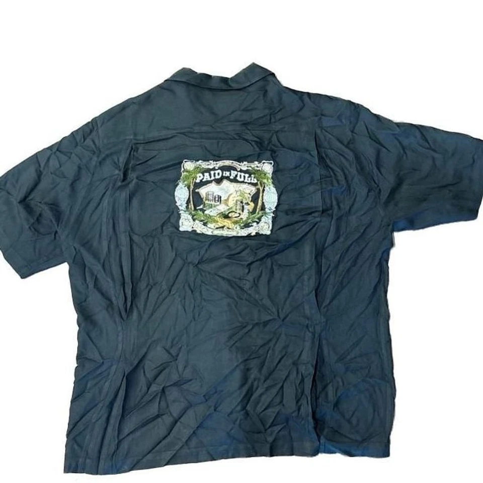 Черная рубашка Nat nast «Оплачено полностью» с графикой на спине с коротким рукавом на пуговицах - Изображение 1 из 4