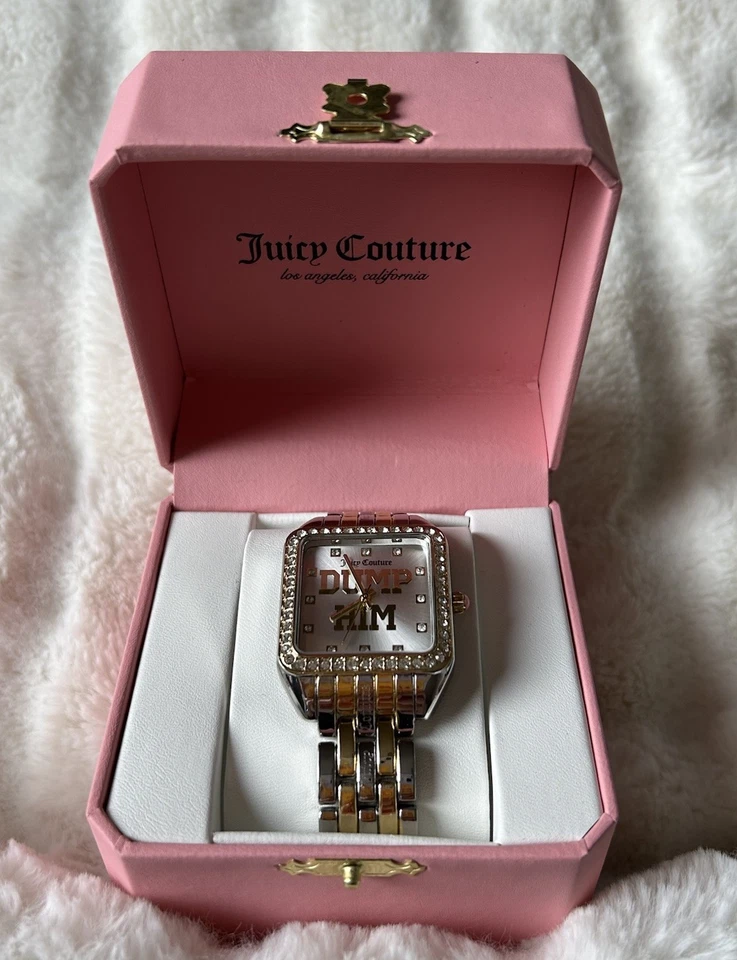 Juicy Couture 标志性 Dump Him 水钻镶嵌双色表带石英手表 32 毫米 — 第 1/4 张图片