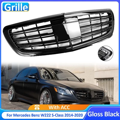 For Mercedes Benz W222 S-Class 2014-2020 S560 S450 S600 Gloss Black Grille 14-20 - Image 1 of 4
