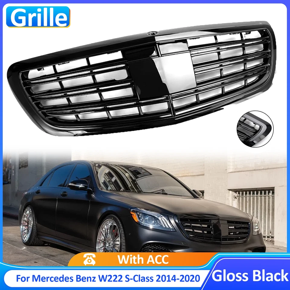 For Mercedes Benz W222 S-Class 2014-2020 S560 S450 S600 Gloss Black Grille 14-20 - Image 1 of 4
