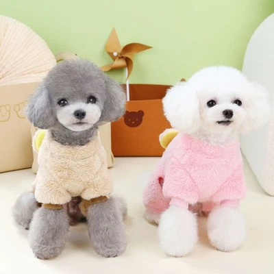 Fleece Dog Pajamas Winter Clothes Warm Pet Puppy Jumpsuit Coat For Small Dogs UK - Image 1 of 4