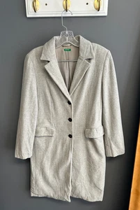 Abrigo de lana gris largo vintage United Colors Of Benetton para mujer 42 (S/M) - Imagen 1 de 7