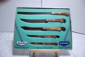 Vtg MEDALLION STAINLESS STEEL CUTLERY SET Hollow Ground Serrated Blades Genuine - Picture 1 of 6