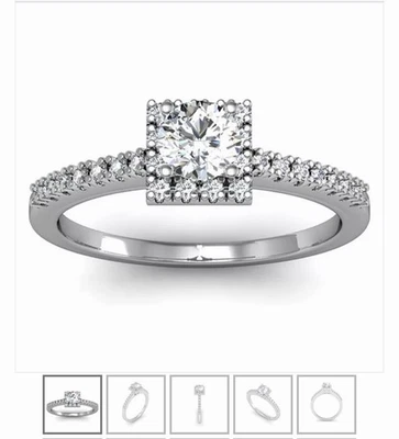 Natural Diamond 14k white gold engagement ring 1/2 Carat Free Shipping - Image 1 of 4