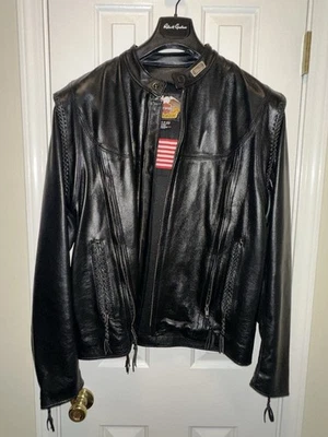 Chaqueta de cuero negra para hombre Harley Davidson Willie G XL Foto 1 de 4