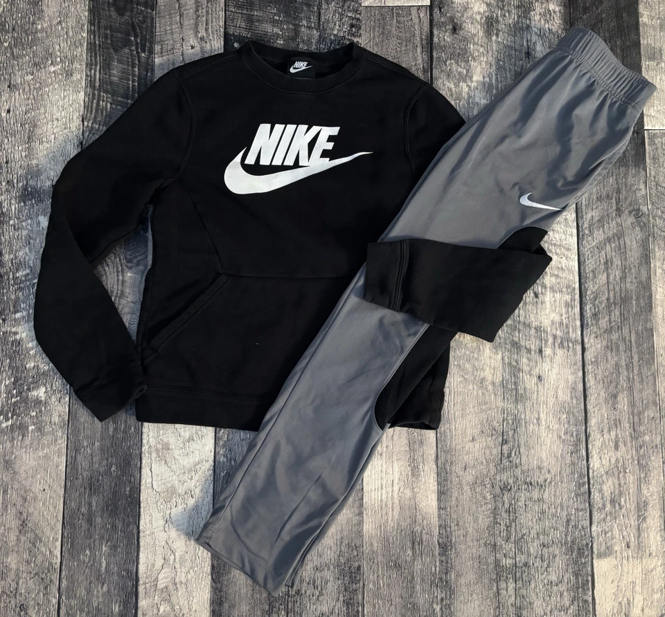 Conjunto de 2 sudaderas y pantalones Nike para niños talla L grande 14/16 negro gris Foto 1 de 4