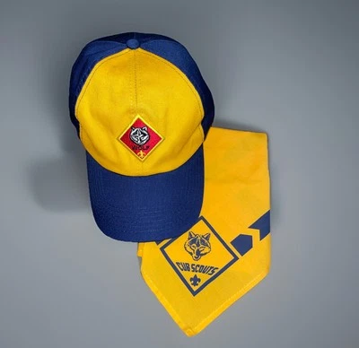 BSA Cub Scouts WOLF Adjustable Cap &  Neckerchief Boy Scouts EUC! - Image 1 of 4