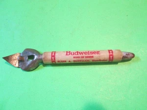 VTG BUDWEISER BEER ELGER A DUSTMAN CAN PLASTIC BOTTLE OPENER WARRENTON MISSOURI - Picture 1 of 2