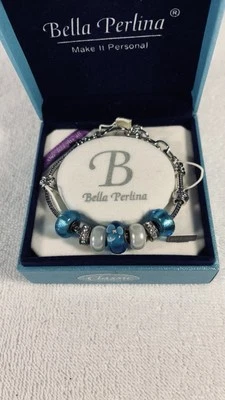 Pulsera Bella Perlina Dije Bonita Azul Blanco Estrás Cuentas Talla Única Foto 1 de 4