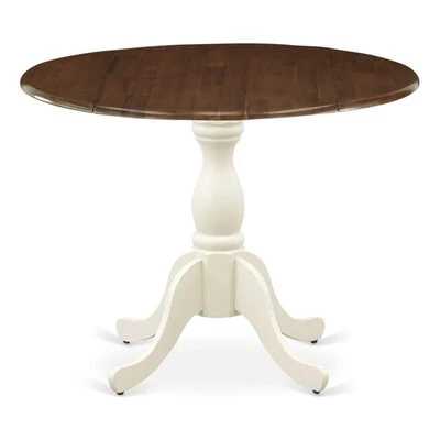 DST-WLW-TP - Mesa de madera - Mesa de nogal y lino blanco pedestal acabado patas Foto 1 de 3