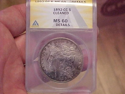 KEY RARE 1892 CC CARSON CITY MORGAN SILVER DOLLAR ANACS MS60 DETAILS FULL STRIKE - Image 1 of 4