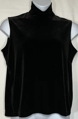 Eddie Bauer Black Sleeveless Velvet Top Women Sz XL Pullover Mock Neck EUC Foto 1 de 4