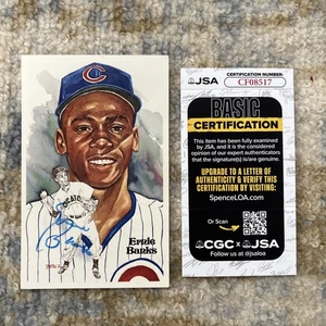 Ernie Banks Signed Perez Steele Postcard Autograph JSA Authenticated - Picture 1 of 5