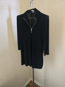 Slinky 3/4 Sleeve Pullover Dress With Front Zipper - Picture 1 of 3