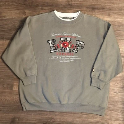 Sudadera para mujer Express EXP verde cuello redondo vintage años 90 talla grande M Foto 1 de 4