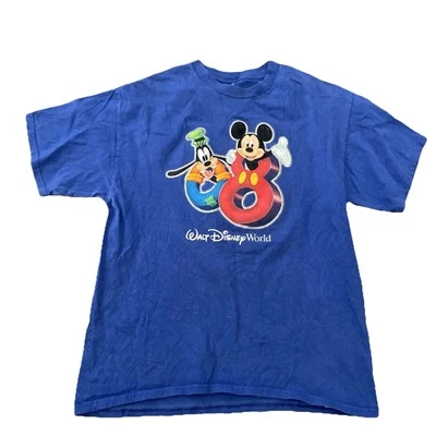 Walt Disney World 2008 WDW Parks Shirt Youth Size XL Blue Foil Accents Tee - Image 1 of 4