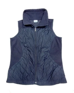 Columbia Quilted Warm Vest Womans Size Large Black Pockets Zip Up - Picture 1 of 12