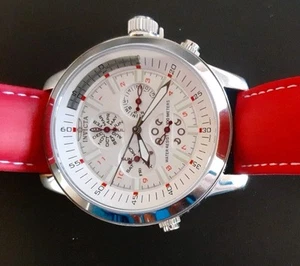 Orologio Invicta Multifunzione Sport Racer Modello 3029 1,75" Cinturino Pelle Rosso - Foto 1 di 7