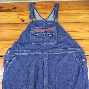 Dickies Overalls Mens Sz 52x26 Dark Blue Denim Jeans Carpenter Bib Workwear XXXL - Picture 1 of 13