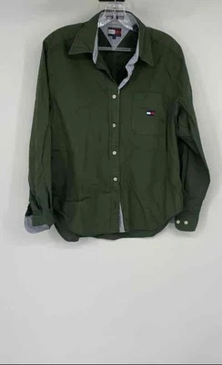 Tommy Hilfiger Mujer Verde Algodón Manga Larga Cuello Abotonado Camisa Talla 12 Foto 1 de 4