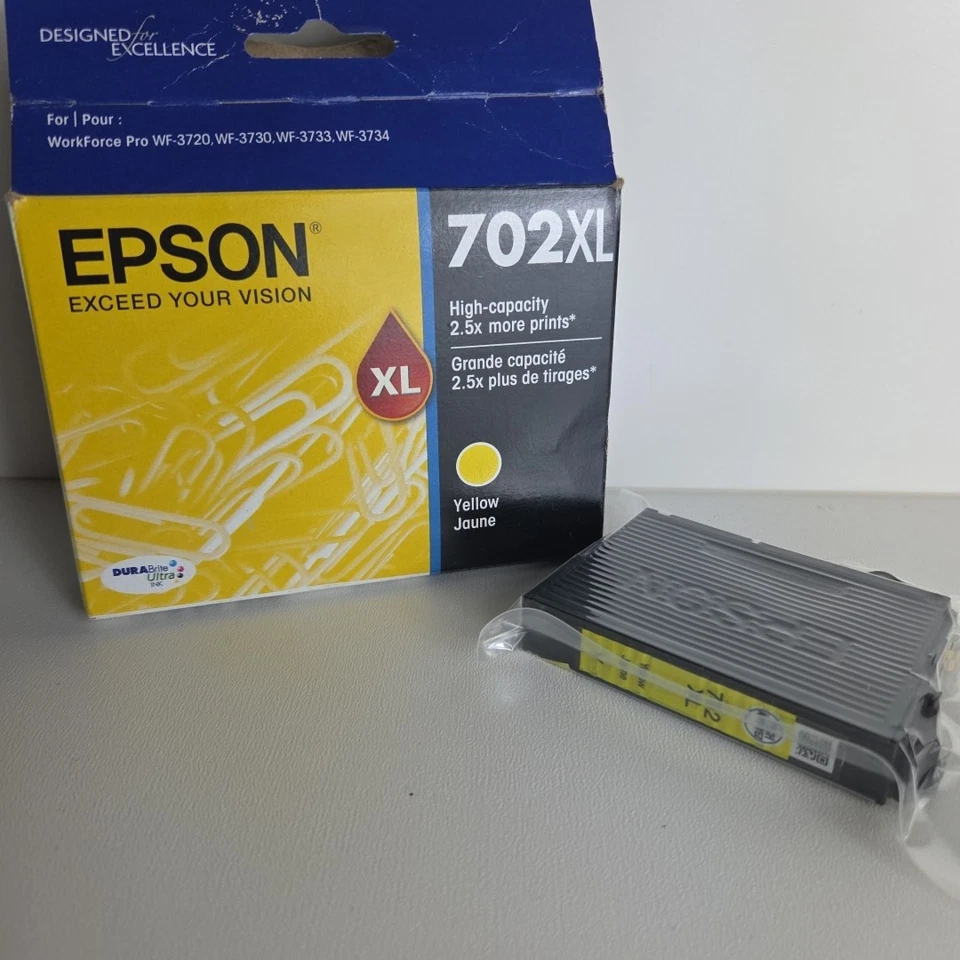 NUEVO GENUINO - EPSON 702XL CARTUCHOS DE TINTA AMARILLA - T702XL420 Bolsa Sellada 2027 Foto 1 de 1