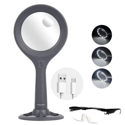 2in1 Handheld LED 3X 10x Magnifying Glass Reading Magnifier with Stand w/ 16 LED - Image 1 of 4