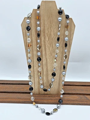 Collar Premier Designs MIX IT UP Cadena Gunmetal Imitación Perlas Conchas Cristales Foto 1 de 4