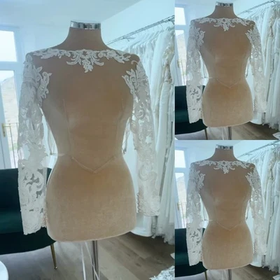 Lace Wedding Jacket Ivory Long Sleeves for Bride Bolero White Bridal Jackets - Image 1 of 4