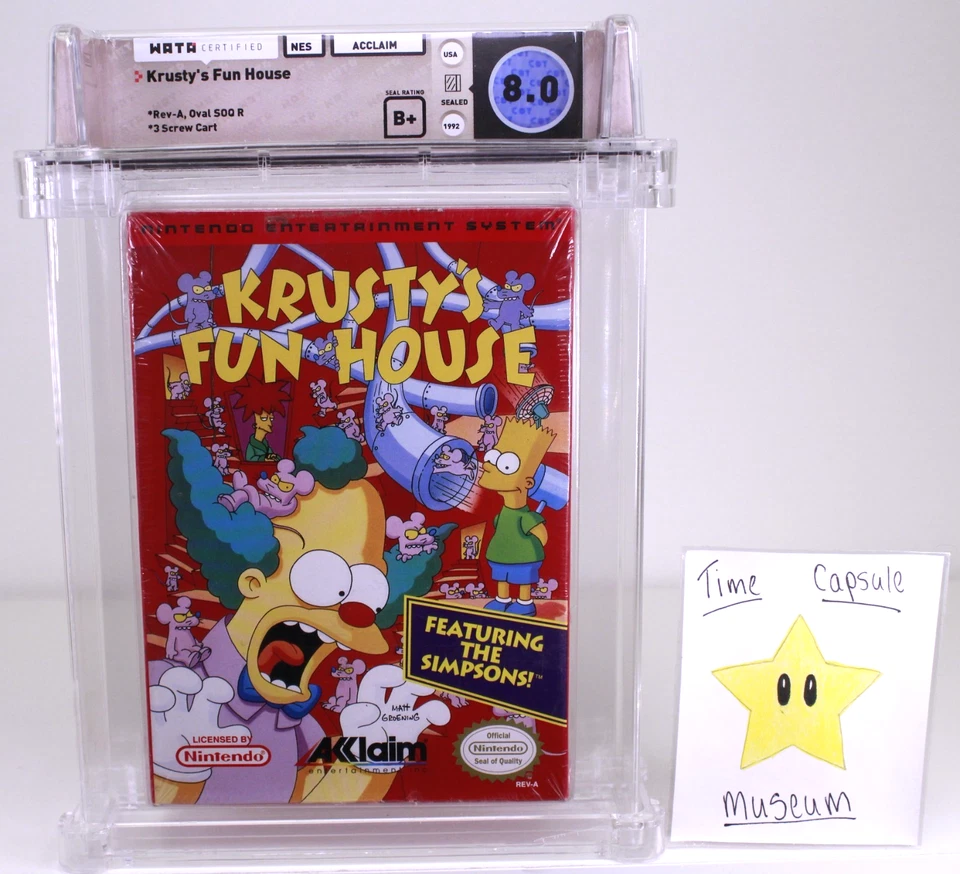 The Simpsons Krusty's Fun House Nintendo NES New 1992 Factory Sealed WATA 8.0 B+ - Image 1 of 3