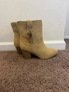 MIA MARNIE TAN FAUX SUEDE WESTERN BOOTIES BOOTS SIZE 9 NEW - Picture 1 of 7