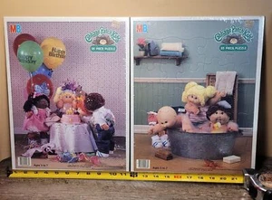 PAIR Vtg 1984 Cabbage Patch Kids 25 Piece Frame Tray Puzzles Bath Time/Birthday - Picture 1 of 6