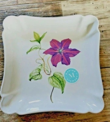 Plato Jardín Botánico Martha Stewart Nuevo Cuadrado Floral Nuevo con Pegatina Foto 1 de 4