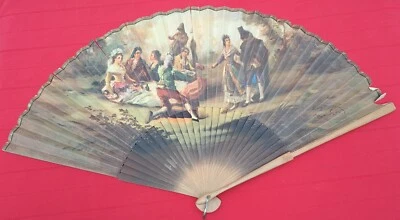 ABANICO ESTAMPADO MEDIADOS SIGLO XX - Imagen 1 de 4