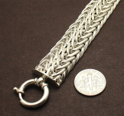 Bold Hand-made Domed Interlocked Oval Bracelet REAL 925 Sterling Silver QVC  - Image 1 of 4