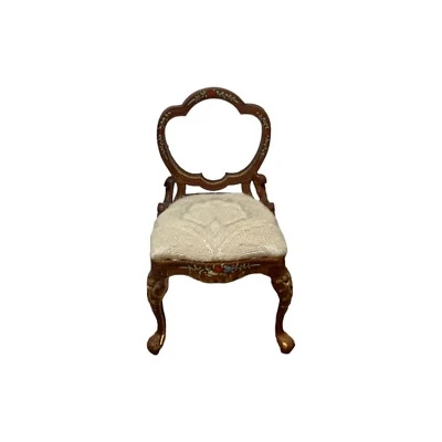 Vintage Bespaq Dollhouse Miniature Dining Chair Victorian Carved Open Back 1:12 - Image 1 of 4