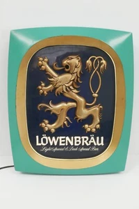 Vintage Lowenbrau Beer Light Special Dark Special Plastic Sign 18x15" Working - Picture 1 of 7