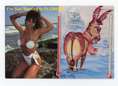 Postal People Mujer Modelo Cromo 4x6 Florida Sol Bronceado Culo Congelado Sin Publicar Foto 1 de 2