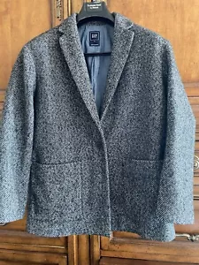 Gap Men’s blazer M black Herringbone Tweed Casual 2 pocket Wool blend - Picture 1 of 4