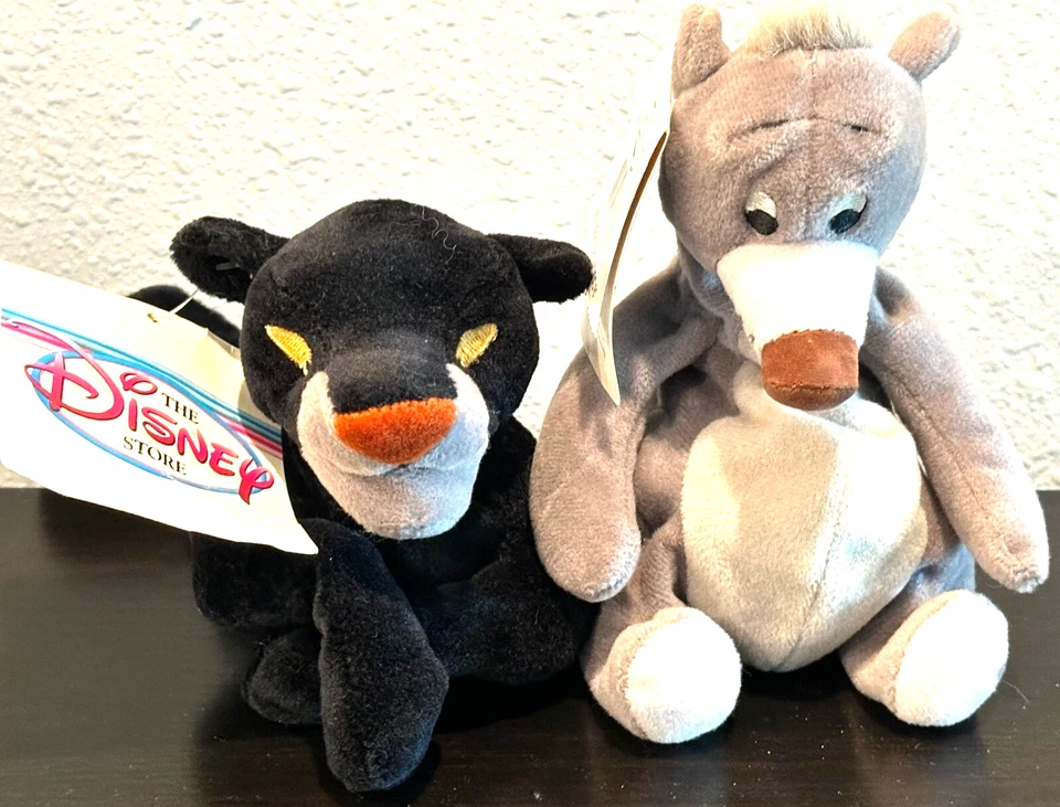 Lote de 2 Bolsas de Frijoles Disney Libro de la Selva Nuevas con Etiquetas Baloo y Bagheera Foto 1 de 1