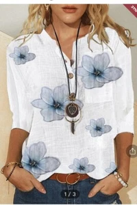 Curveshine Women's Half Sleeve Floral V-Neck Shift Blouse Size 2XL - Picture 1 of 2