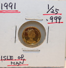 1991 Isle of Man 1/25th Gold Cat Coin (Scratches)