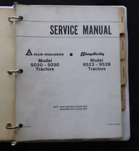 Simplicidad Allis Chalmers 5020 5030 9523 9528 Tractor Servicio Reparar Manual - Picture 1 of 12