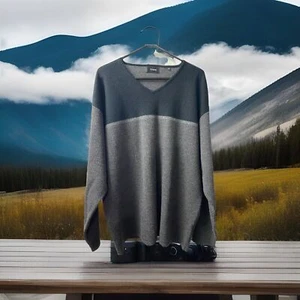 Linea Pullover Herren Large schwarz grau V-Ausschnitt Colorblock Pulli Wollmischung - Bild 1 von 7