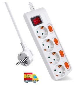 ENCHUFE REGLETA LADRON 4 ENCHUFES INTERRUPTORES INDEPENDIENTES 3680W 220V - Imagen 1 de 4