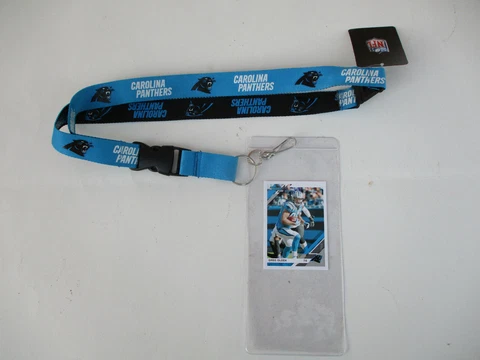 CAROLINA PANTHERS 2 COLOR LANAYARD WITH TICKET HOLDER PLUS COLLECTIBLE CARD Cover