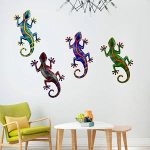 Adorno de valla colgante de pared decoraciones colorido gecko metal lagarto arte de jardín - Imagen 1 de 12
